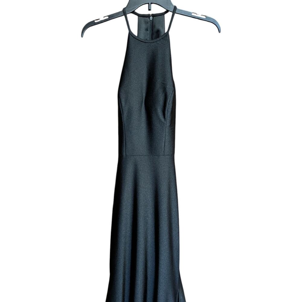 Sherri Hill Black Halter Evening Gown Size 2 Cutout Back Formal Dress Gala Prom - Picture 3 of 6